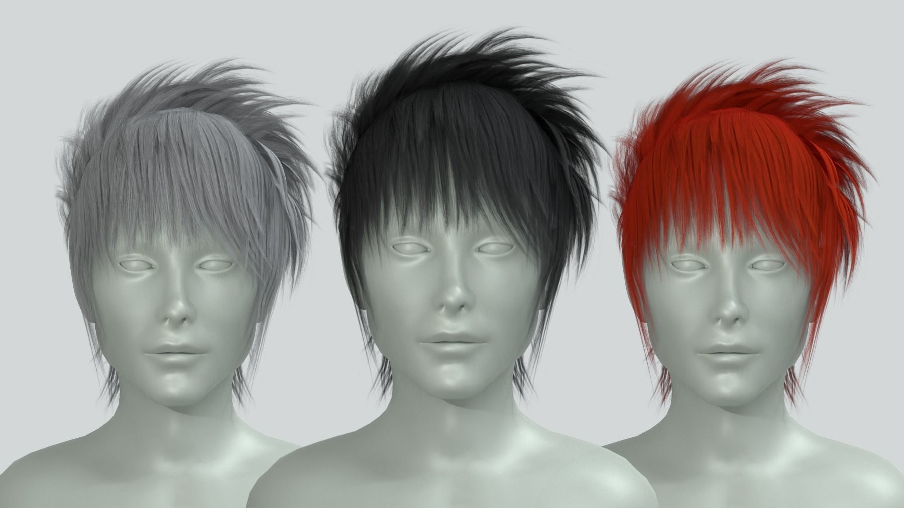 Realtime game ready men hairstyle anime male hair Low-poly 3D model_5