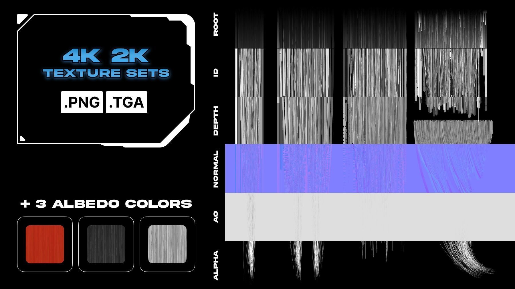 Realtime game ready men hairstyle anime male hair Low-poly 3D model_6