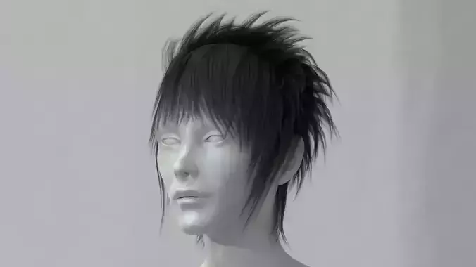 Realtime game ready men hairstyle anime male hair