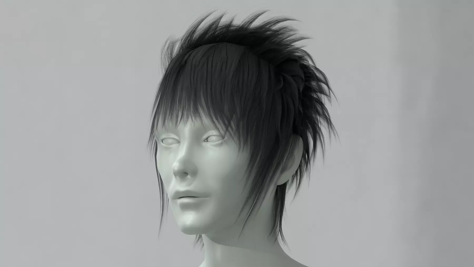 Realtime game ready men hairstyle anime male hair Low-poly 3D model_0