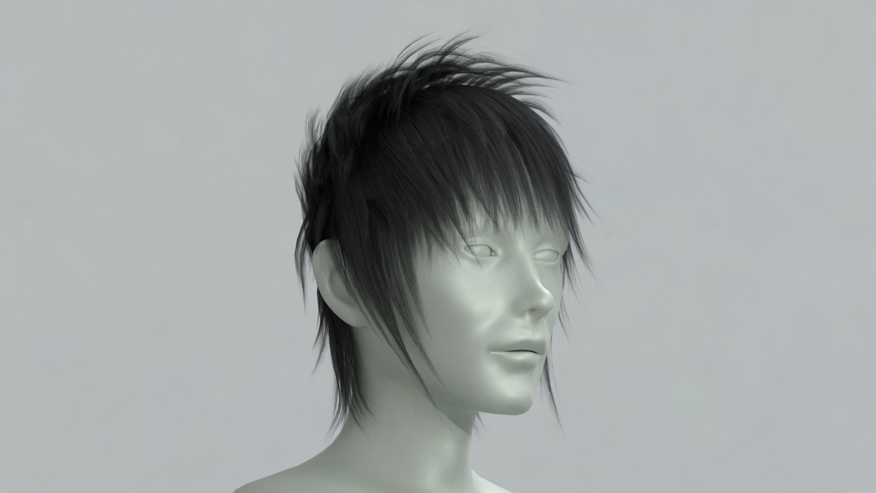 Realtime game ready men hairstyle anime male hair Low-poly 3D model_2