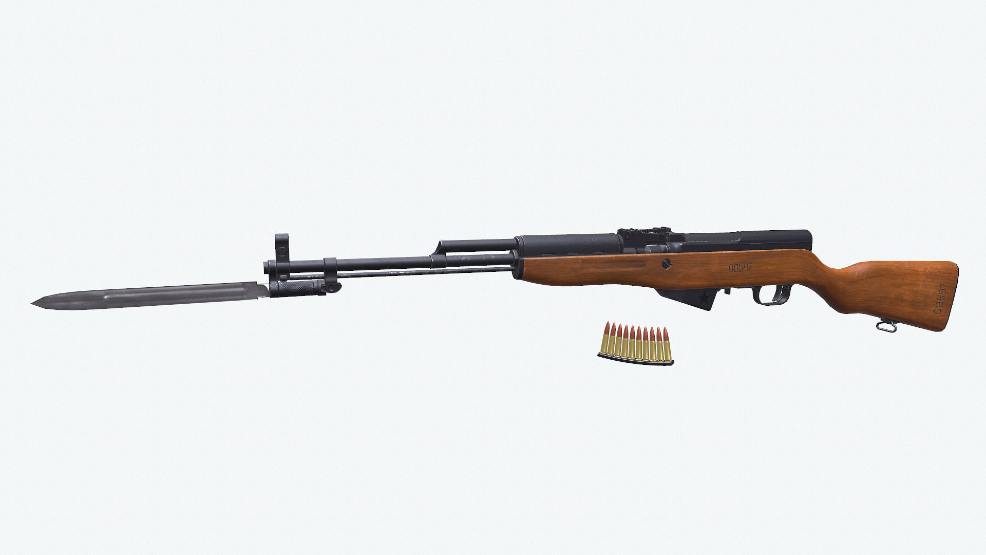 SKS Karabin Low-poly 3D model_1