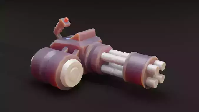 Minigun Low poly 3D model Low-poly 3D model