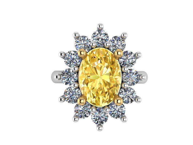 Oval Cluster Ring 1422 3D print model_1