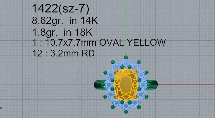 Oval Cluster Ring 1422 3D print model_4