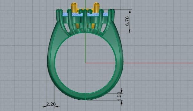 Oval Cluster Ring 1422 3D print model_6