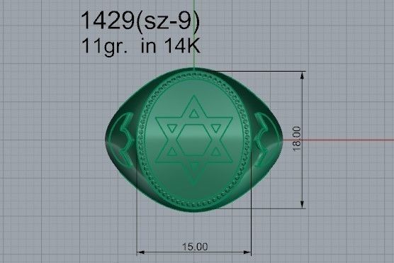 Hexagram Round Ring 1429 3D print model_4