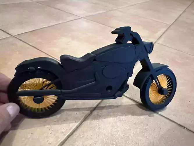 motorbike to be assembled with string art rims soft tpu tyres