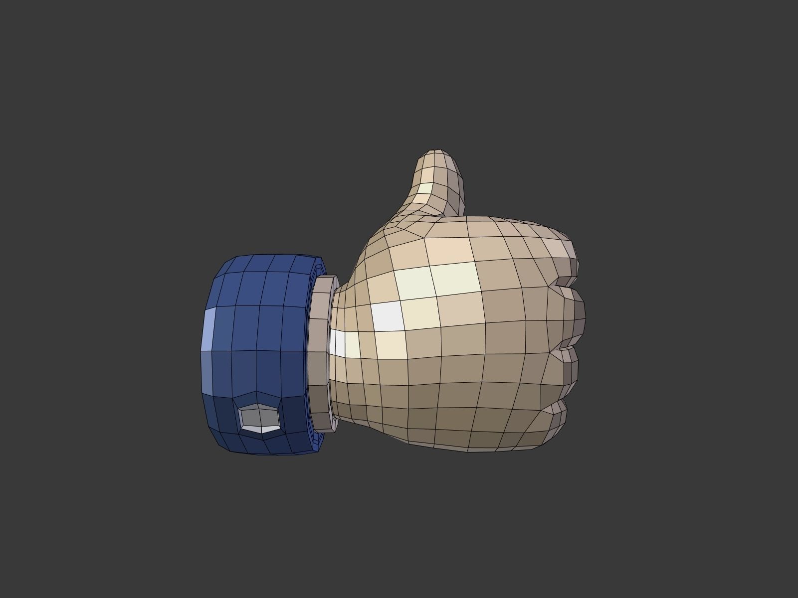 Cartoon Hand Low-poly 3D model_3