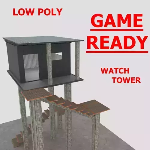 Metal Watch Tower Low Poly