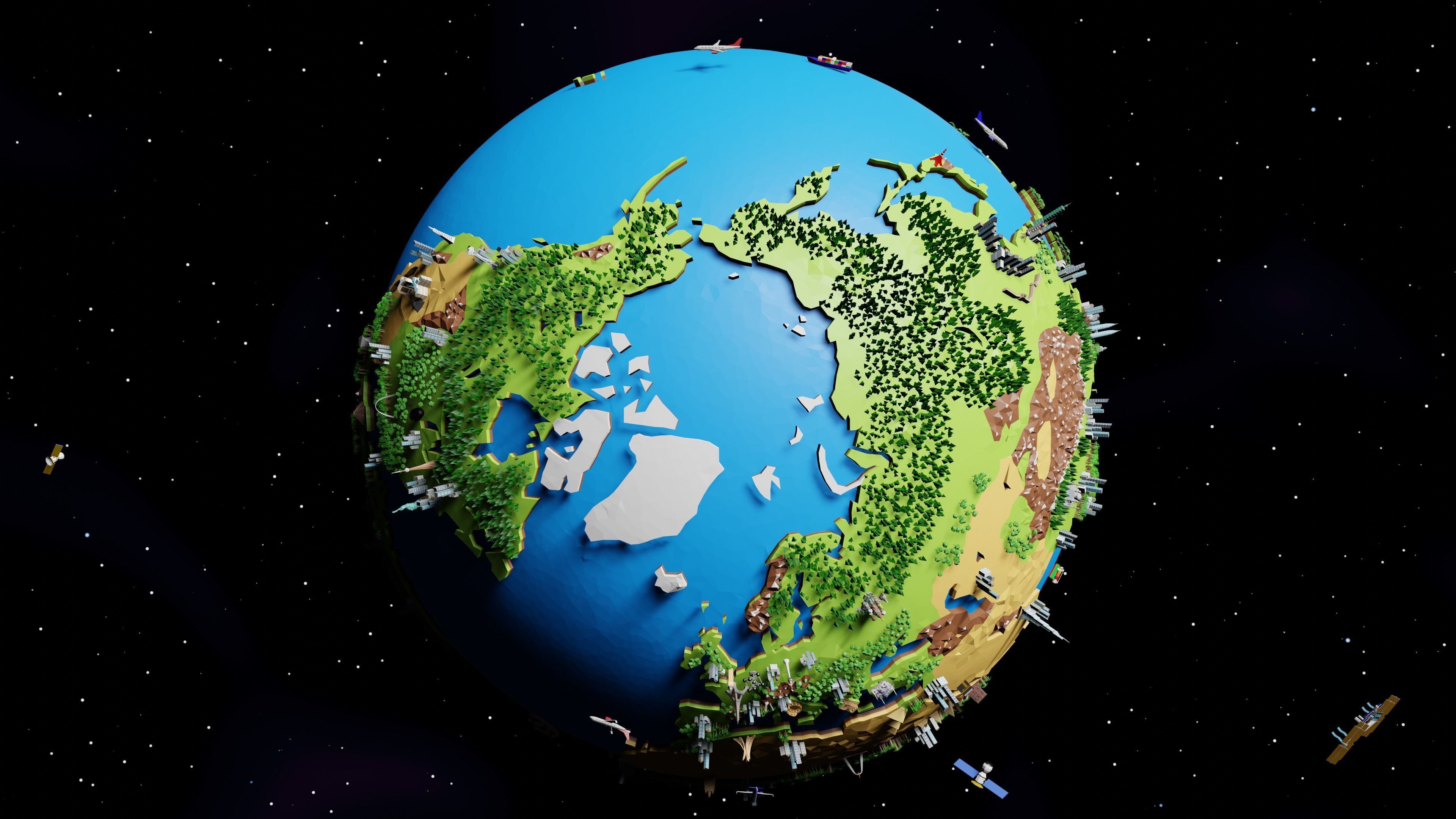 Earth Low-poly 3D model_5