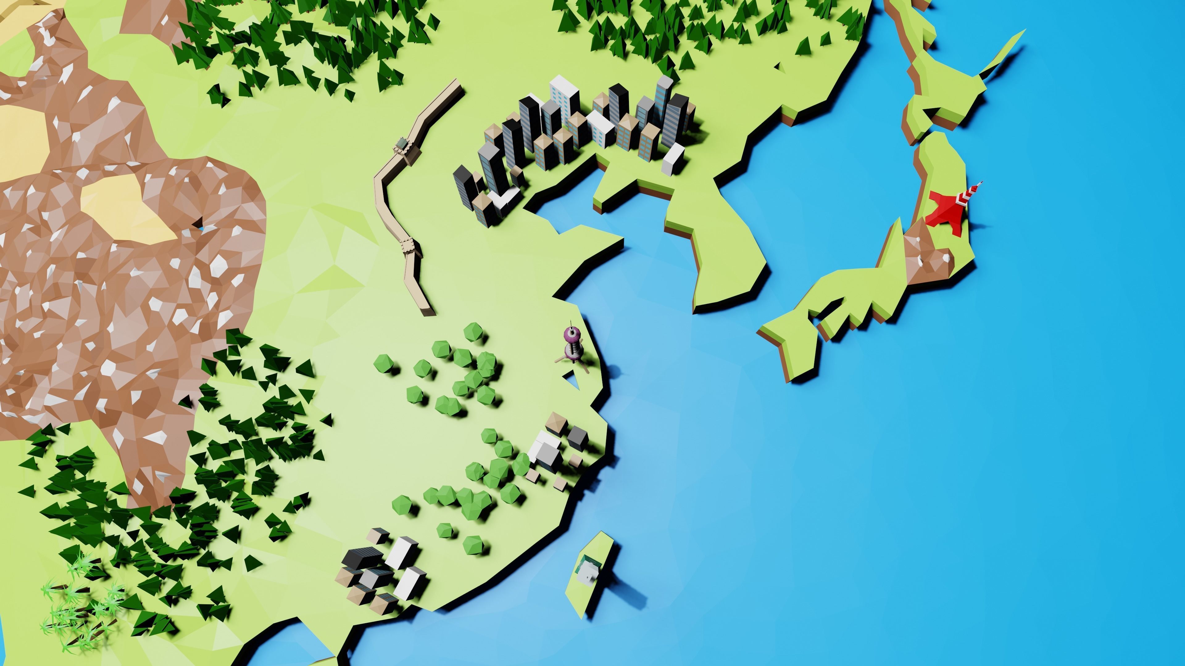 Earth Low-poly 3D model_11