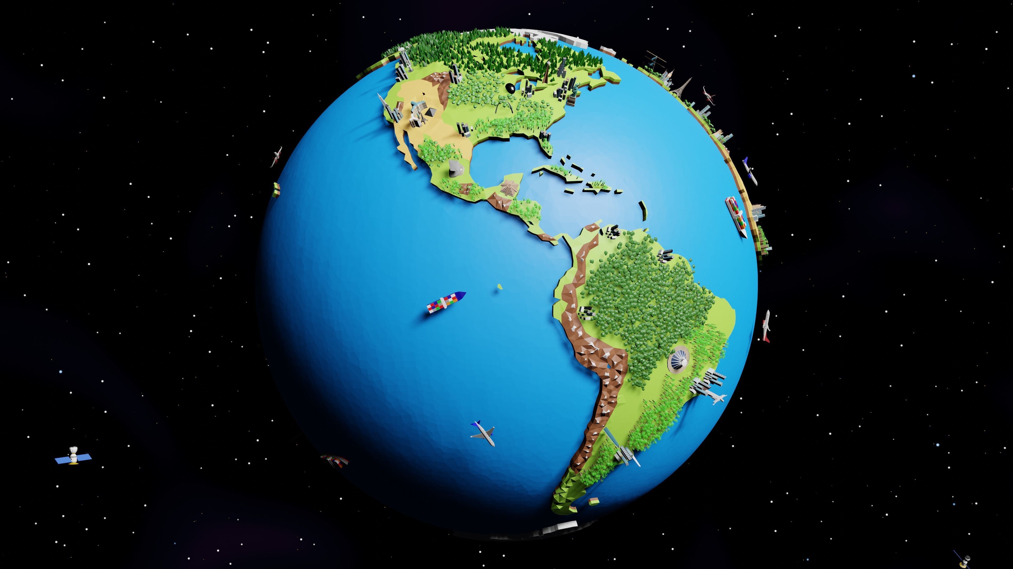 Earth Low-poly 3D model_2