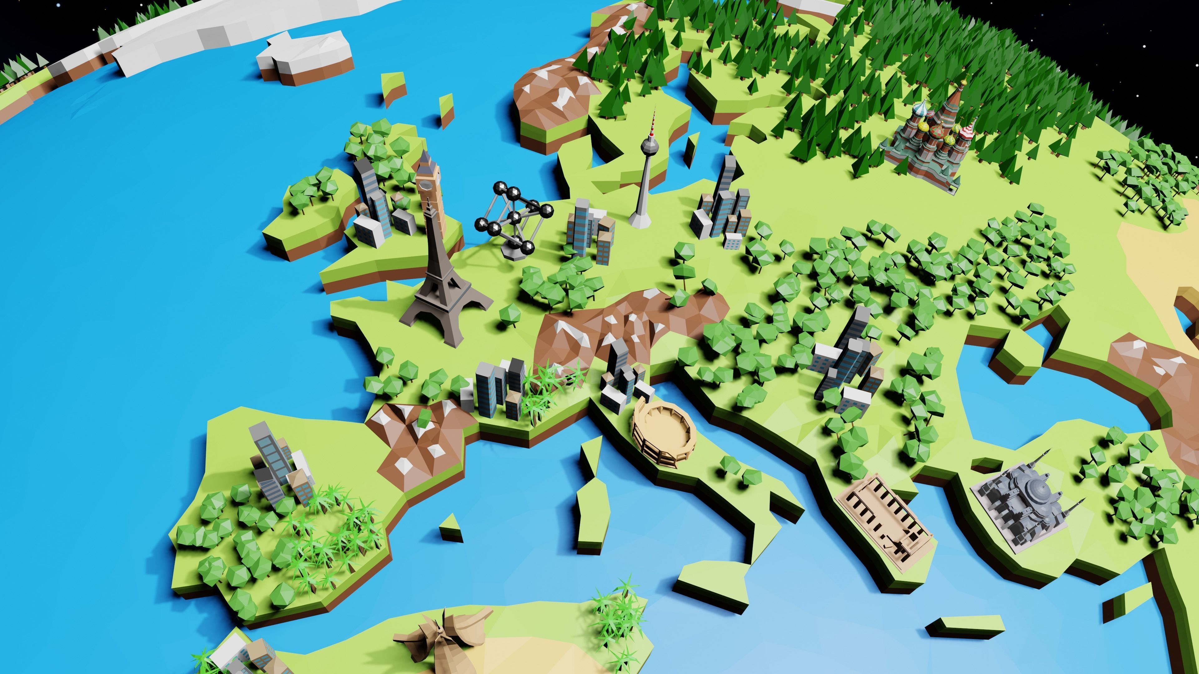 Earth Low-poly 3D model_7