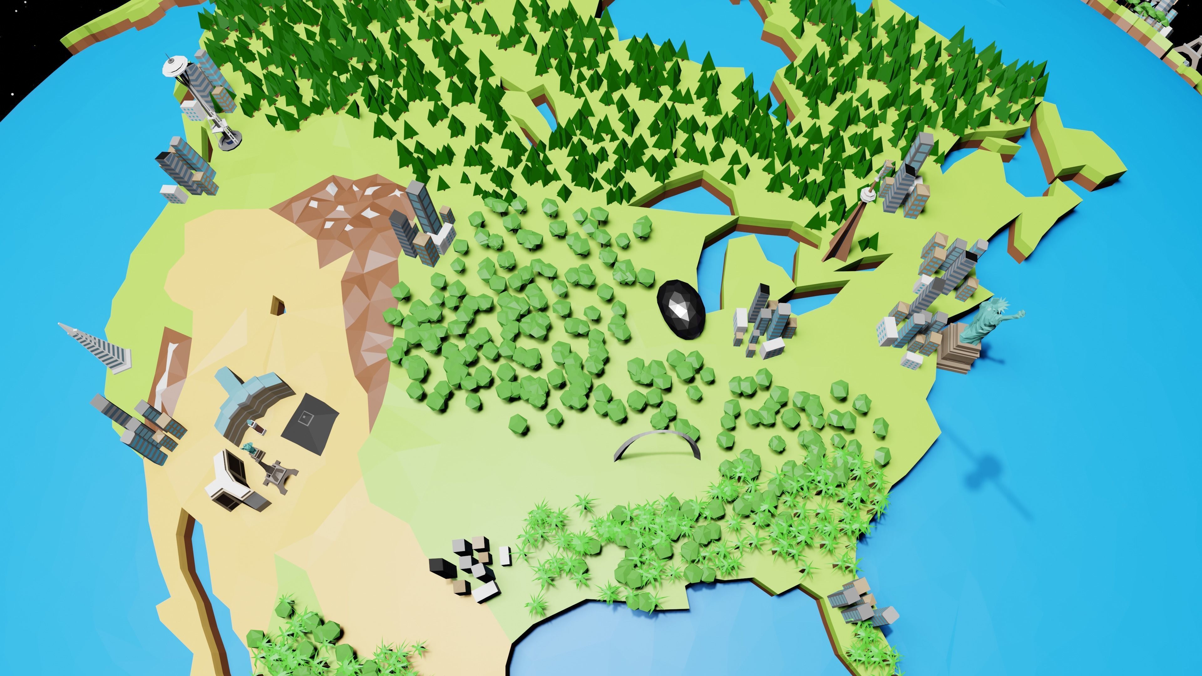 Earth Low-poly 3D model_13