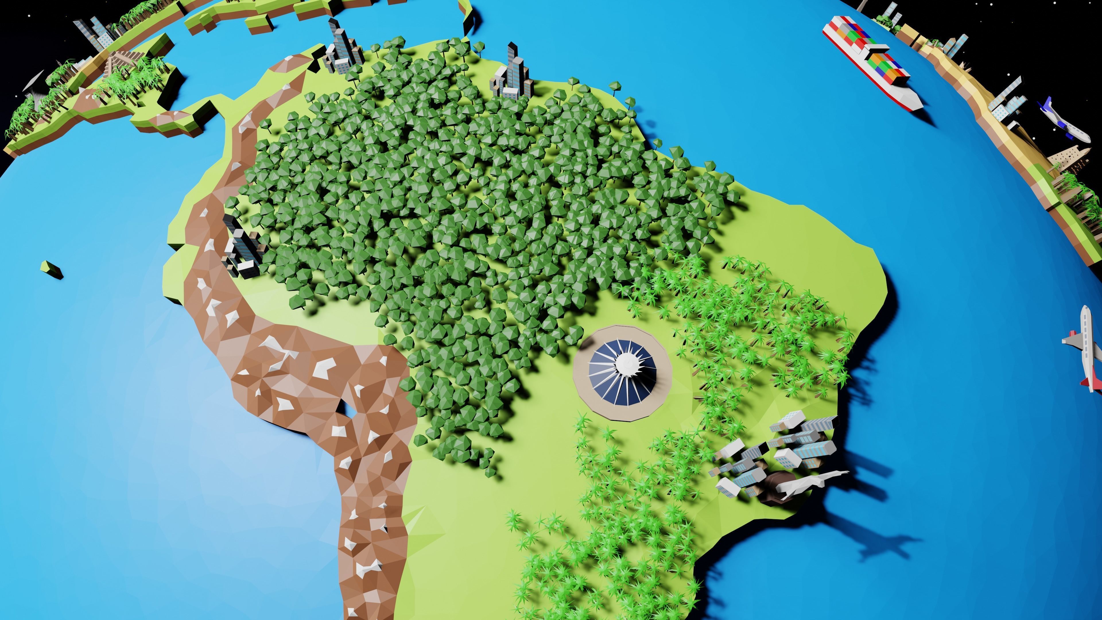 Earth Low-poly 3D model_14