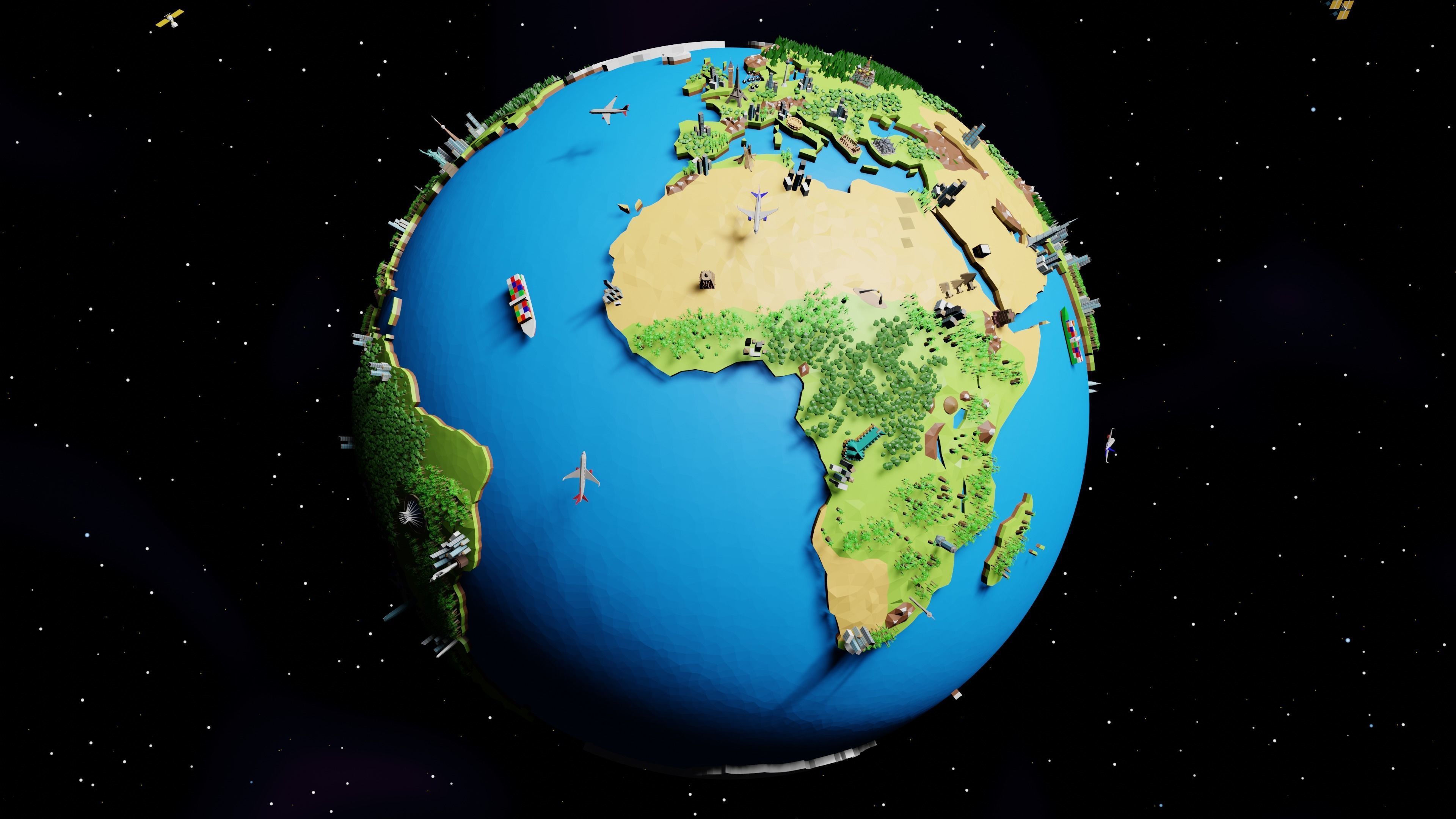Earth Low-poly 3D model_1
