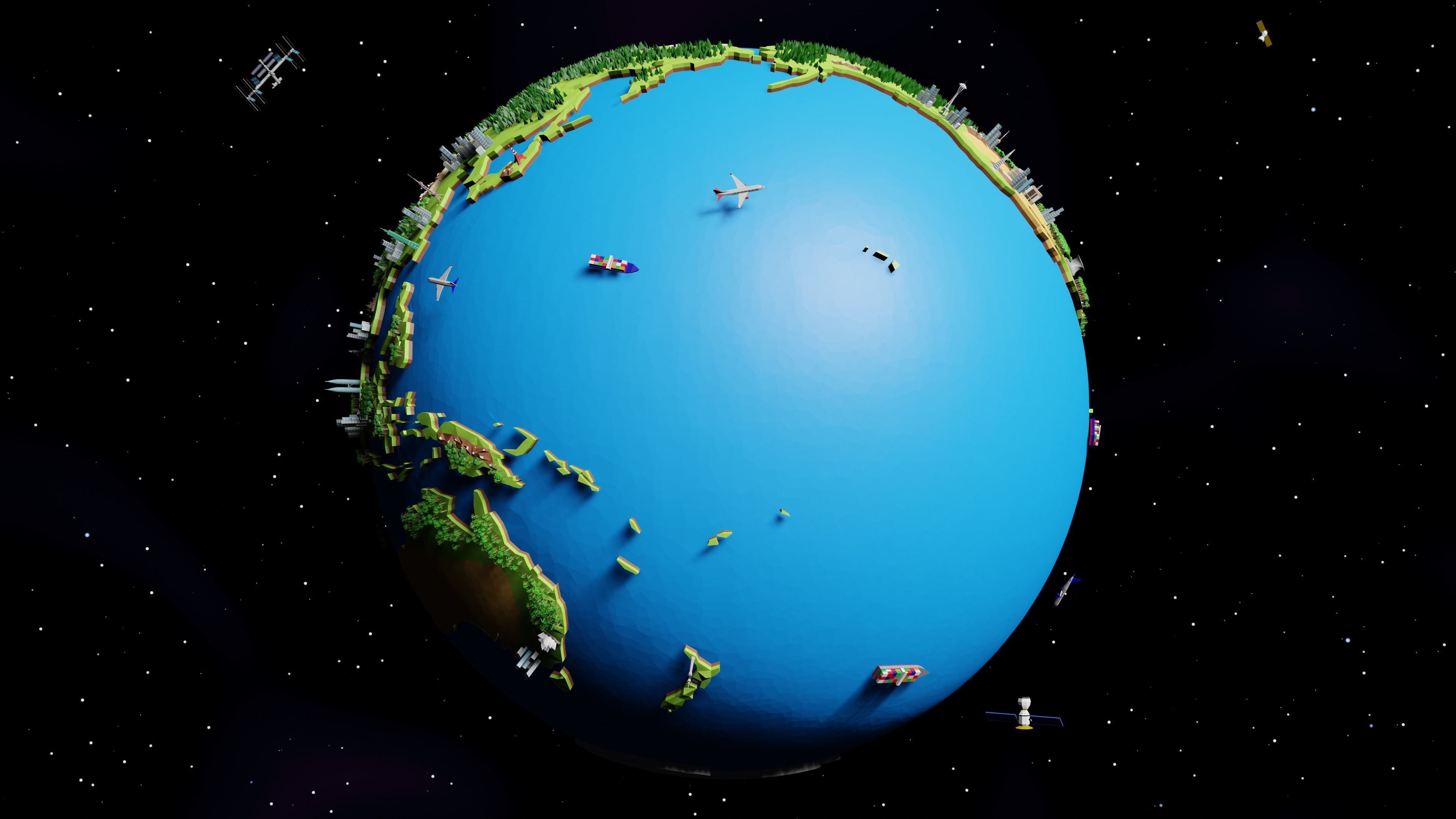 Earth Low-poly 3D model_3