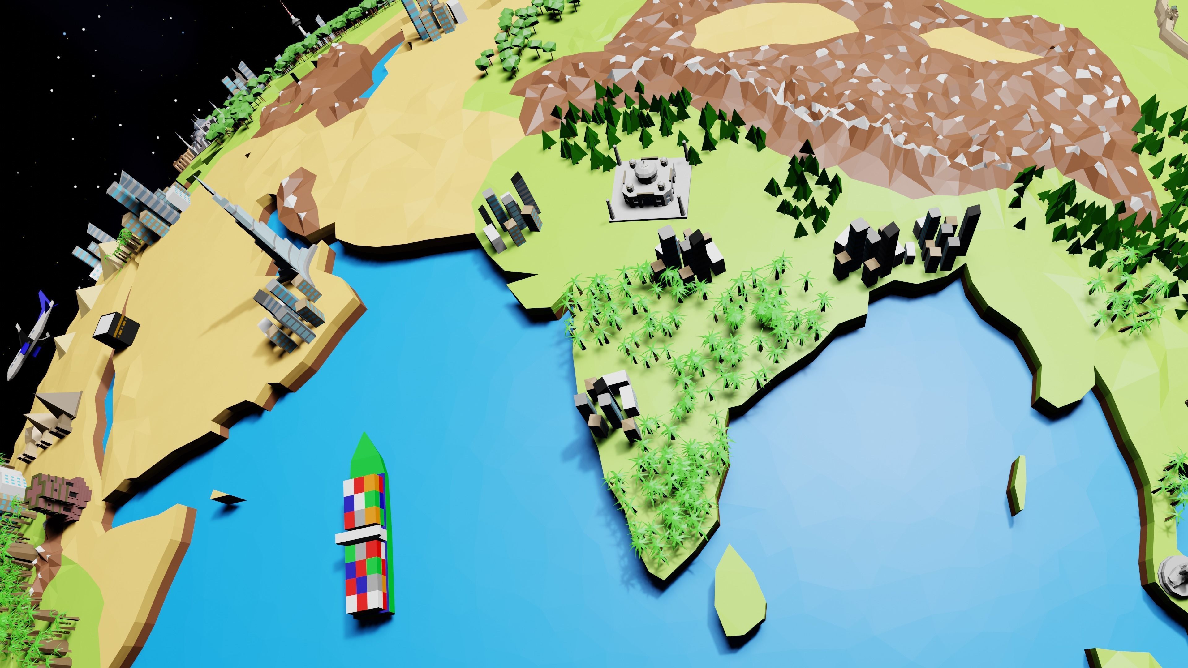 Earth Low-poly 3D model_10