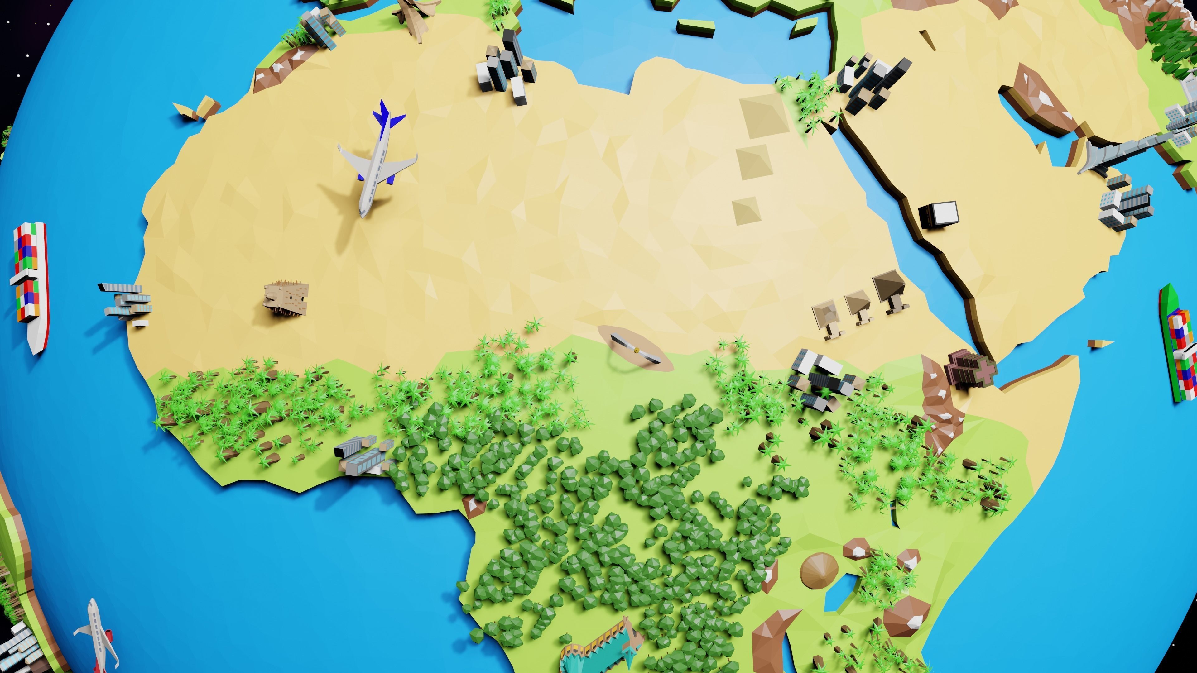 Earth Low-poly 3D model_9