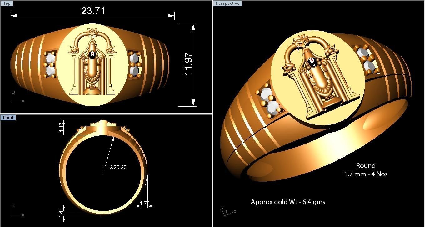 Diamond Ring  3D print model_3