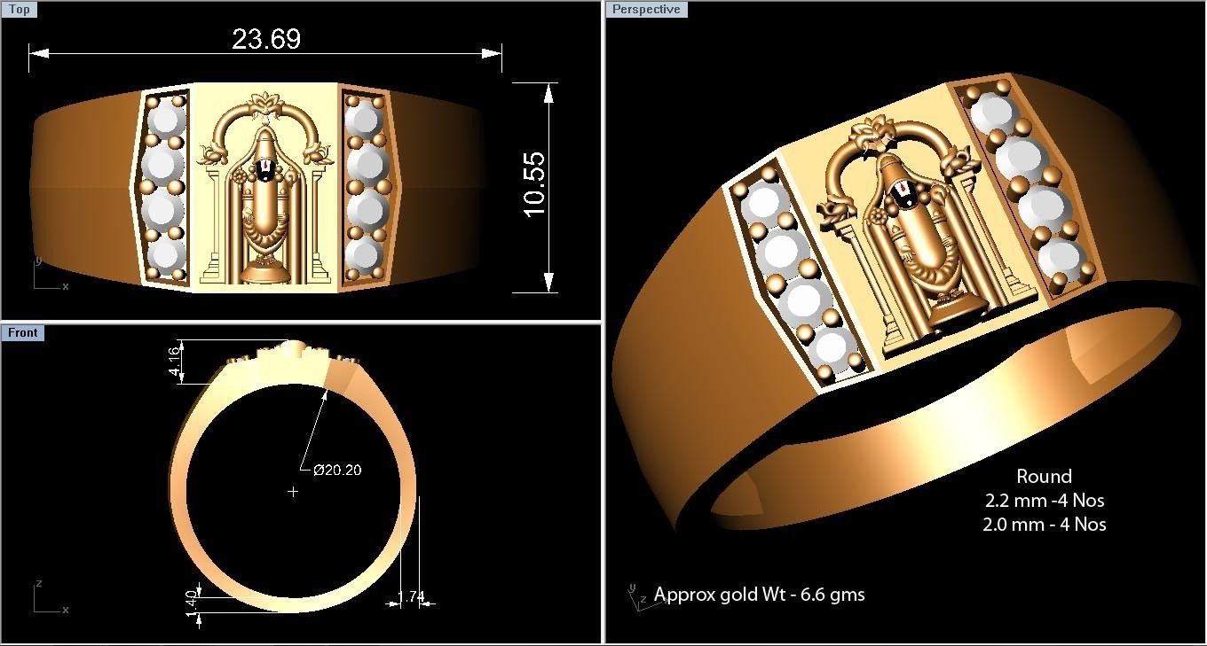 Diamond Ring  3D print model_3