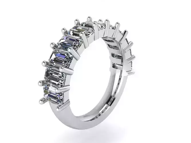 Emerald Diamond Band Ring 1477