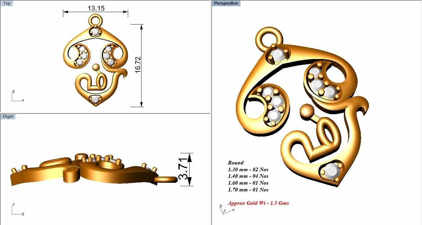Diamond Pendant 3D print model_4