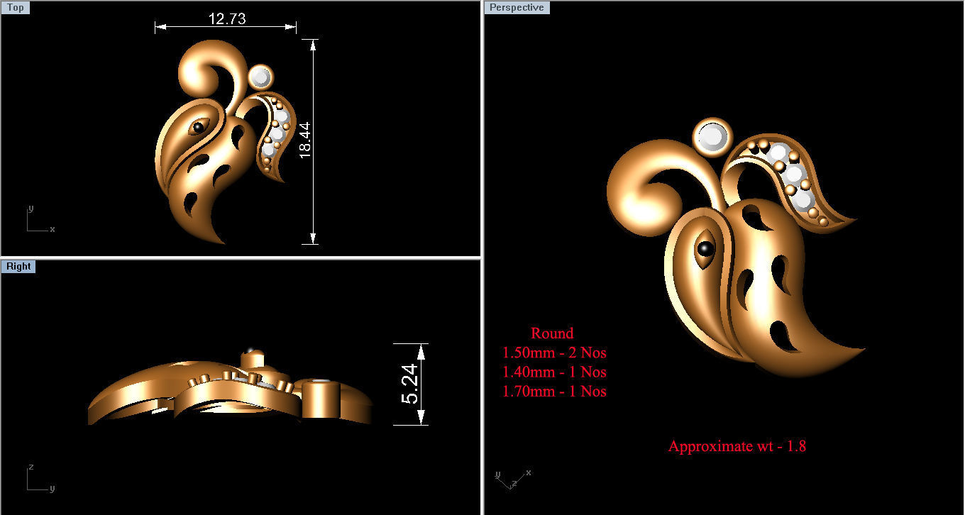 Diamond Pendant 3D print model_4