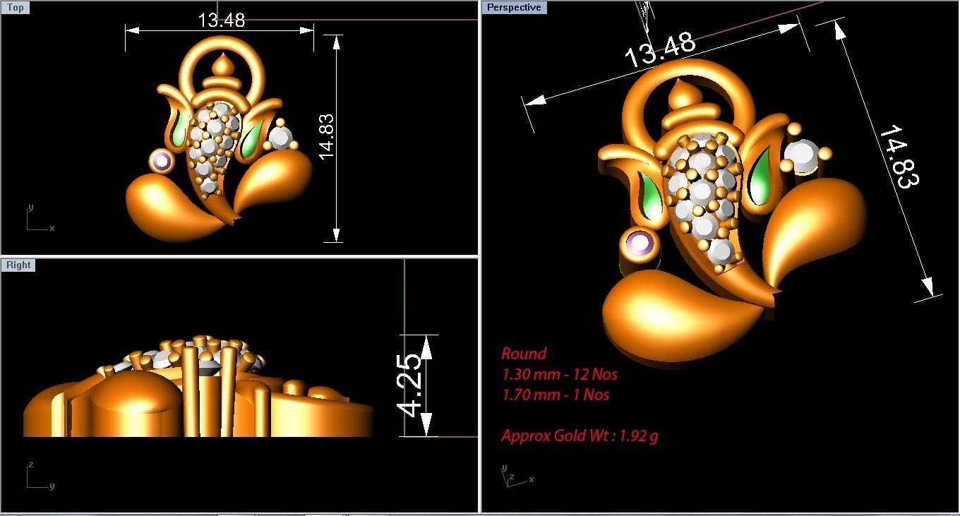 Diamond Pendant 3D print model_3