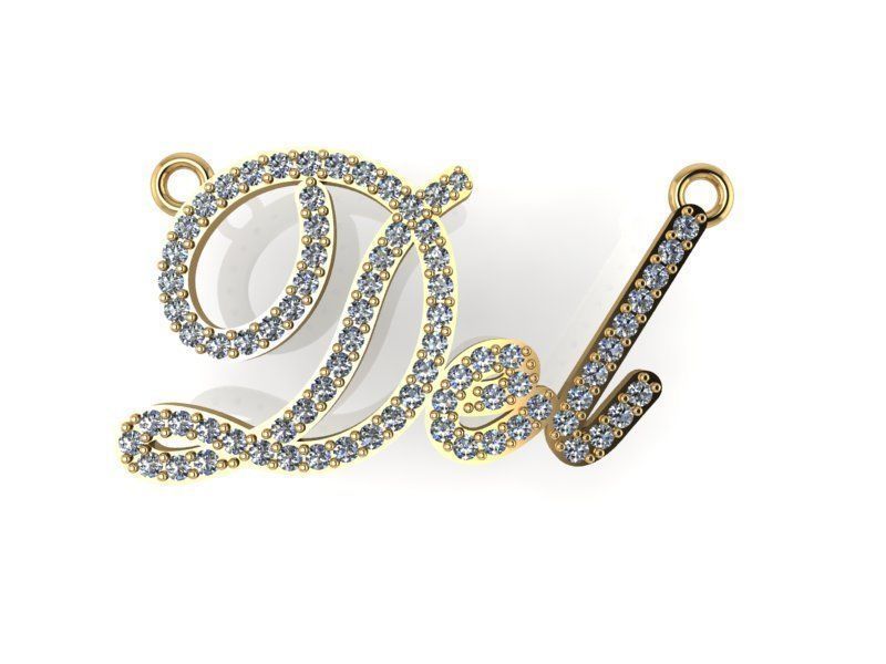 Del Name Diamond Pendant 1490 3D print model_1