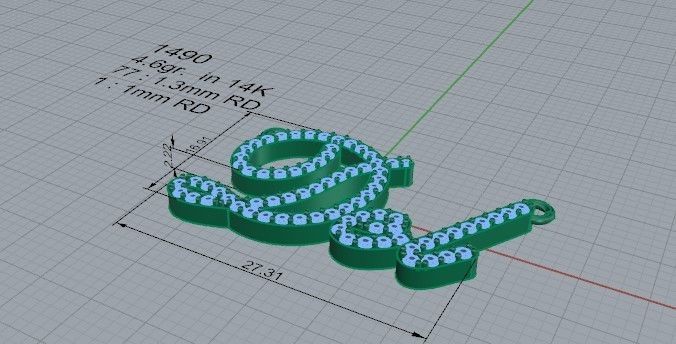 Del Name Diamond Pendant 1490 3D print model_5