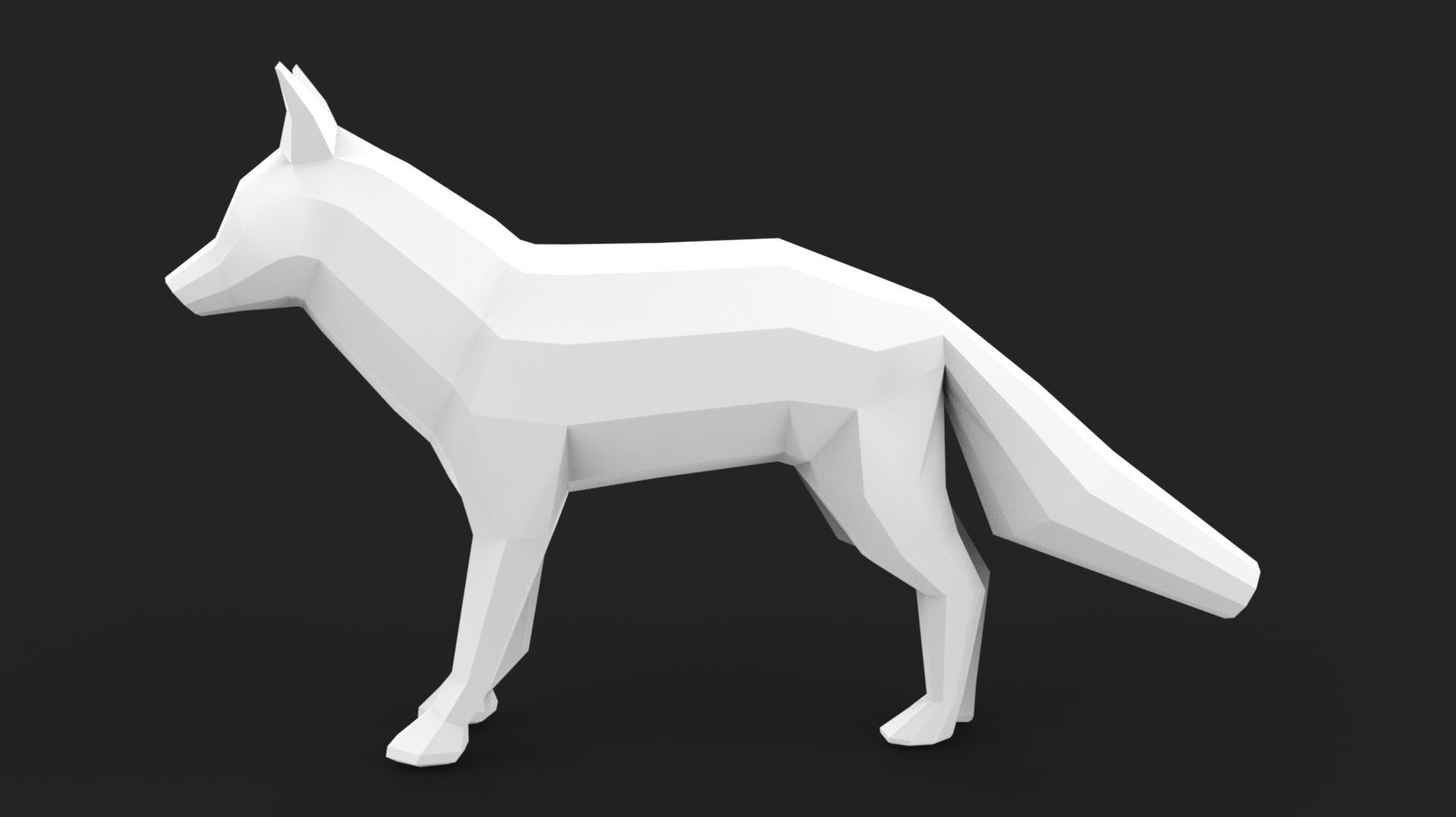 low poly fox Low-poly 3D model_2