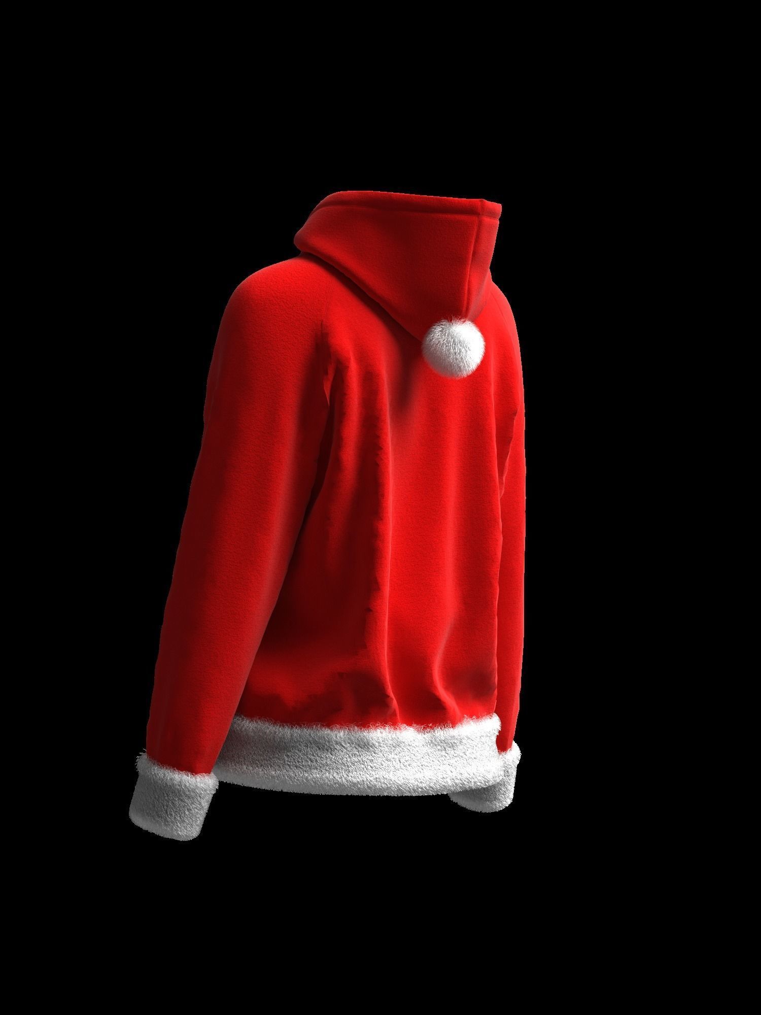 Christmas Female raglan zipper hoodie 3D model_4