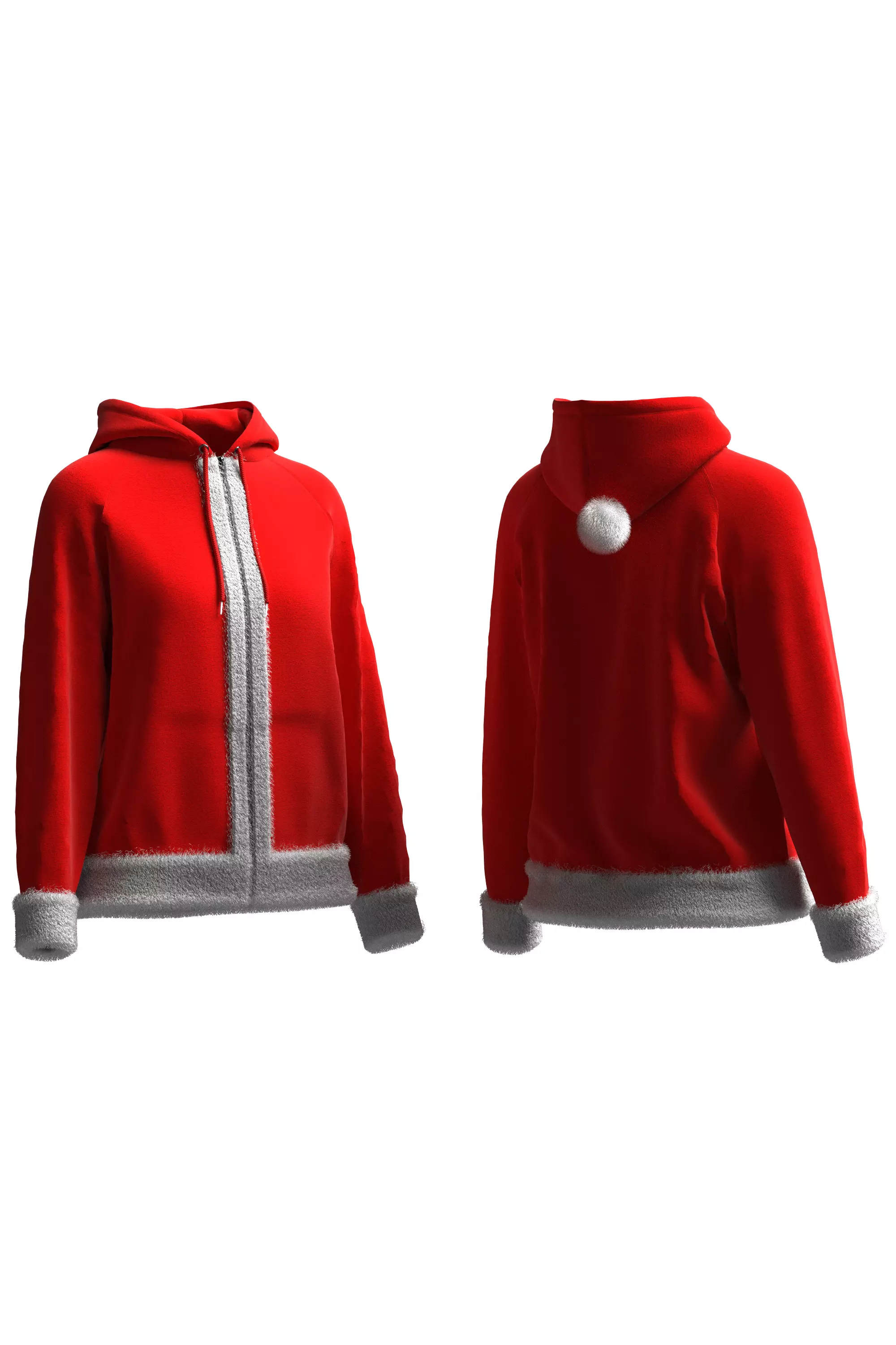 Christmas Female raglan zipper hoodie 3D model_0