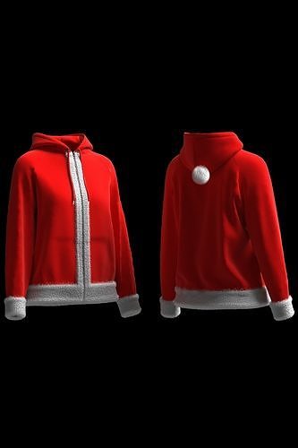Christmas Female raglan zipper hoodie 3D model