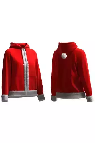 Christmas Female raglan zipper hoodie 3D model