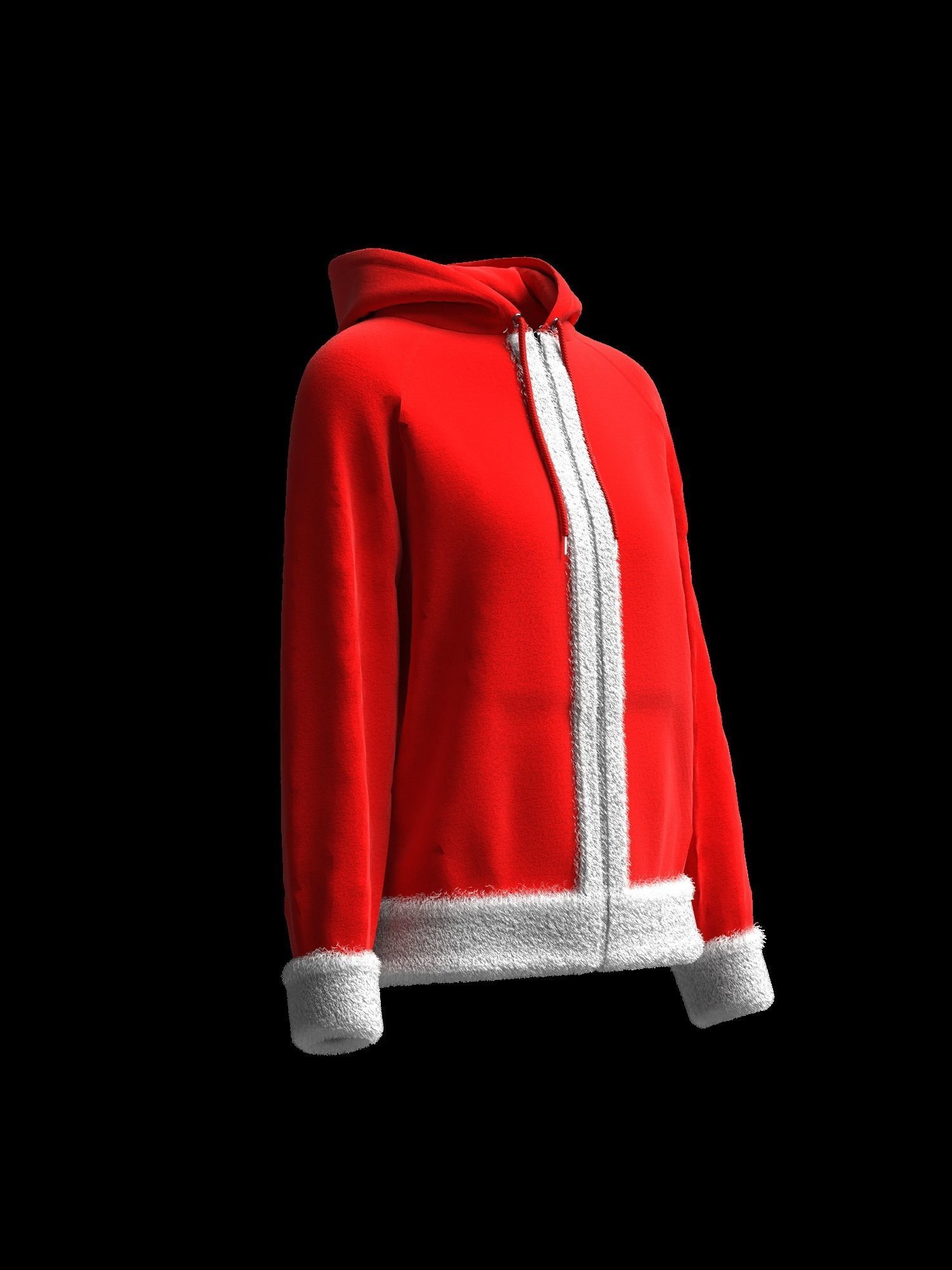Christmas Female raglan zipper hoodie 3D model_7