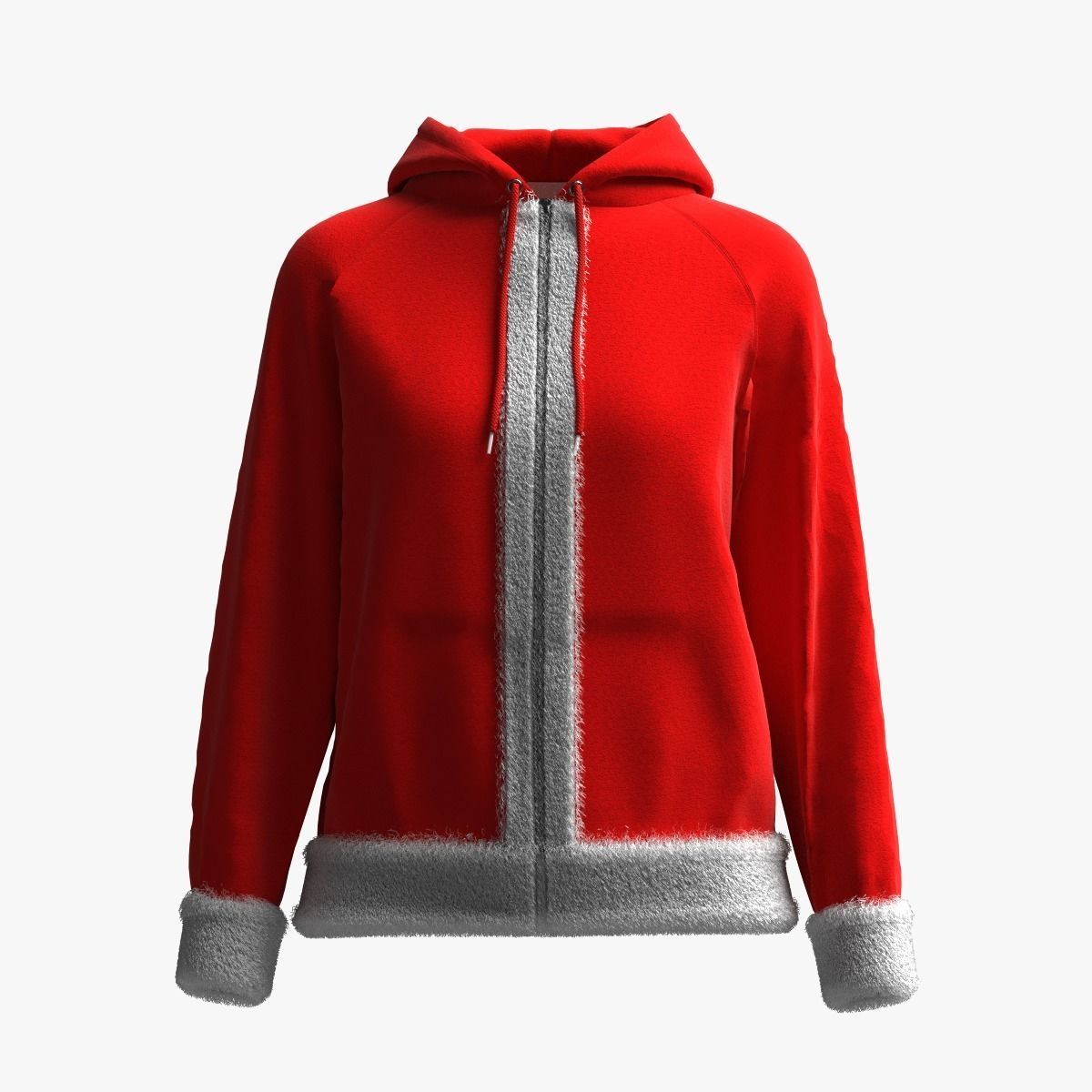 Christmas Female raglan zipper hoodie 3D model_16