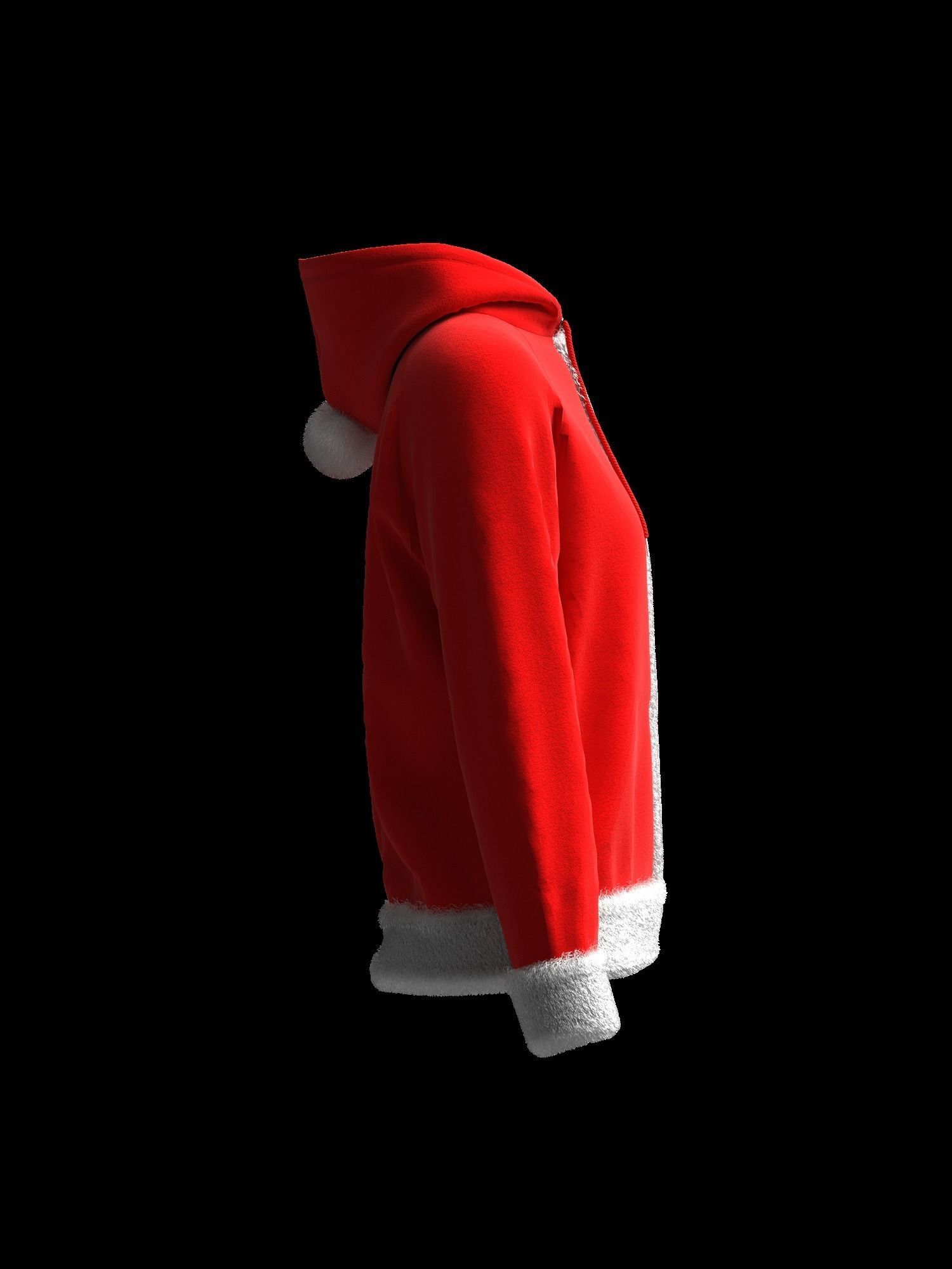 Christmas Female raglan zipper hoodie 3D model_5