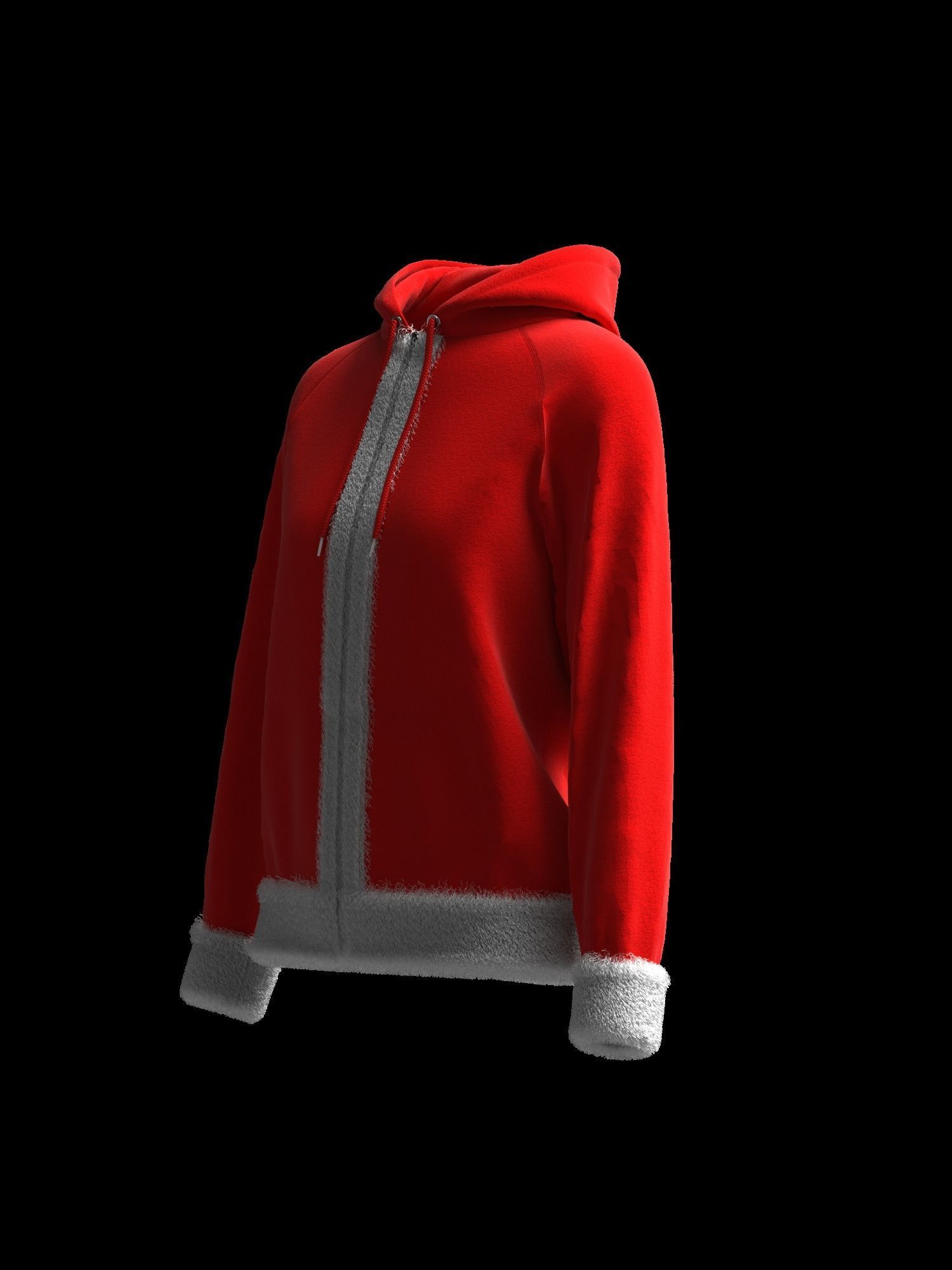 Christmas Female raglan zipper hoodie 3D model_1