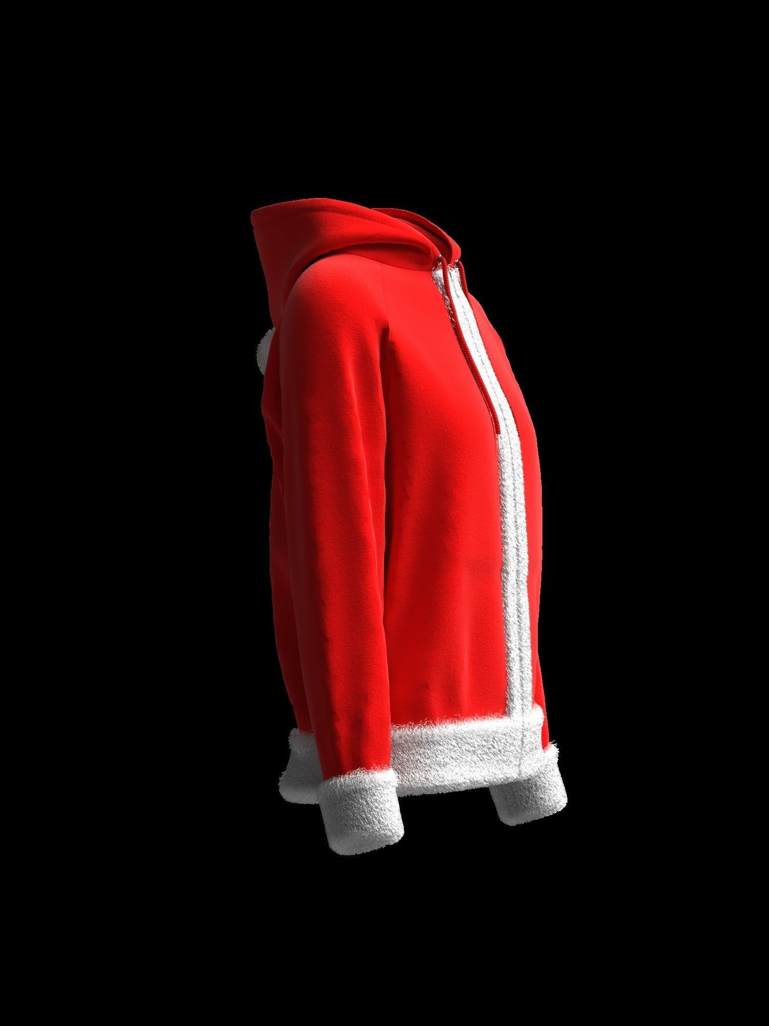 Christmas Female raglan zipper hoodie 3D model_14