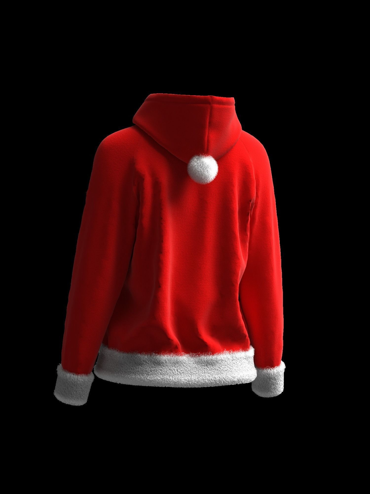 Christmas Female raglan zipper hoodie 3D model_10