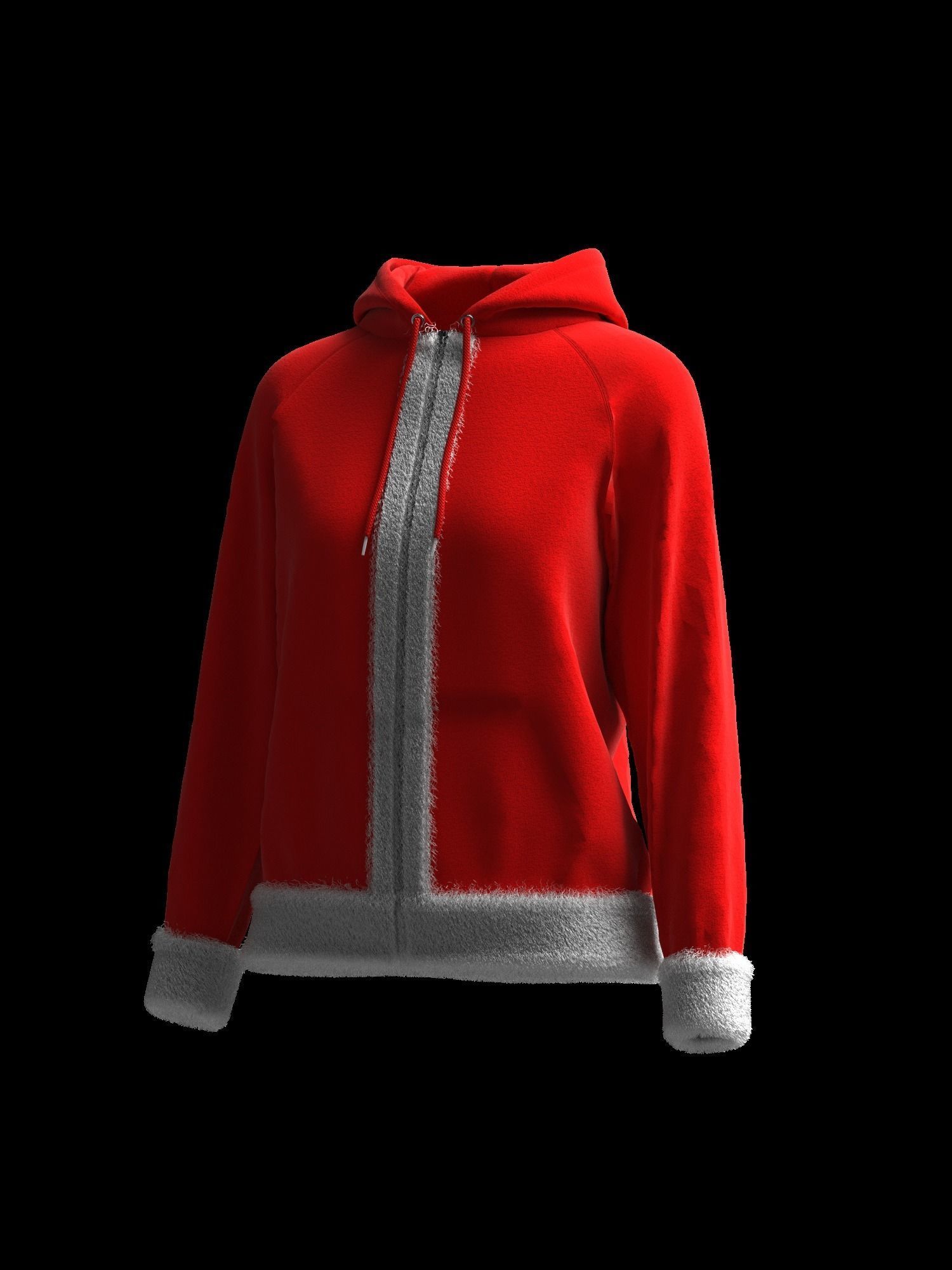 Christmas Female raglan zipper hoodie 3D model_18