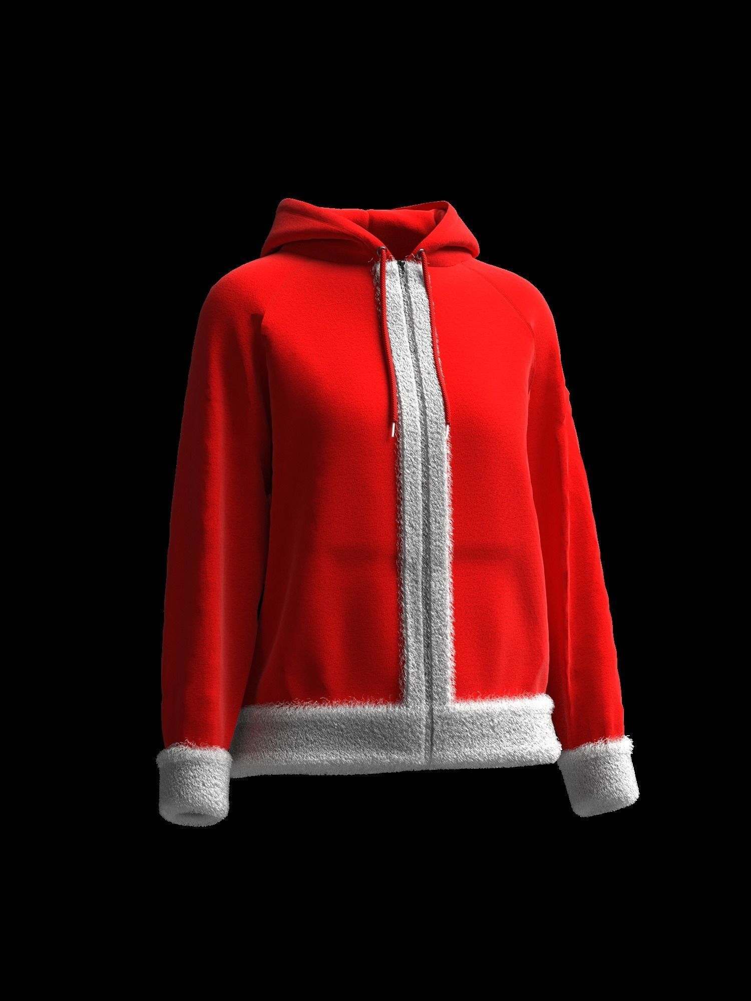 Christmas Female raglan zipper hoodie 3D model_2