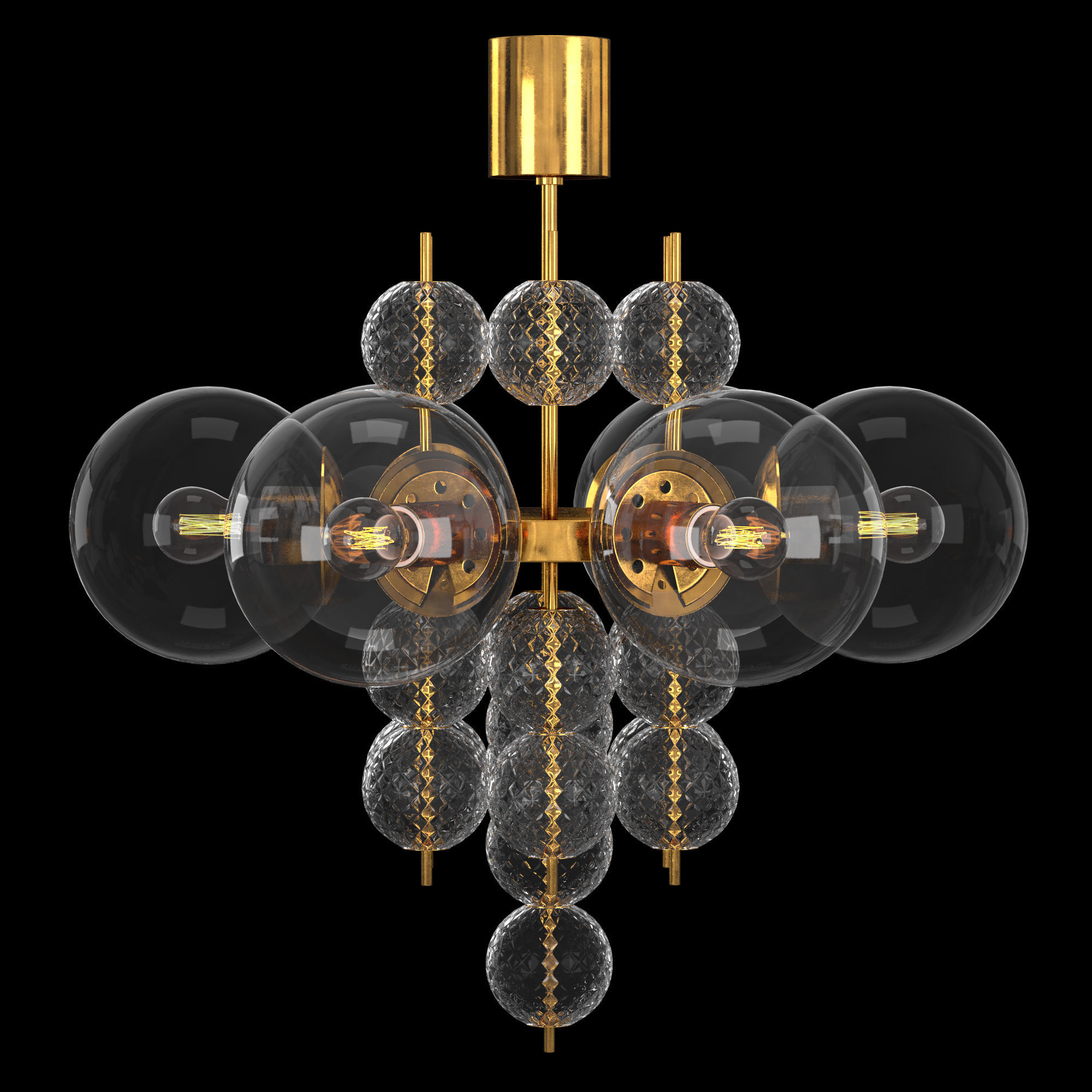 Midcentury Chandelier 1970s 3D model_1
