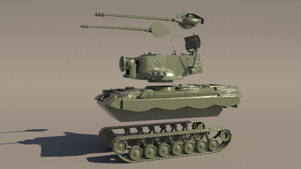 Flakpanzer Gepard Anti-aircraft for 3D print 3D model 3D printable ...