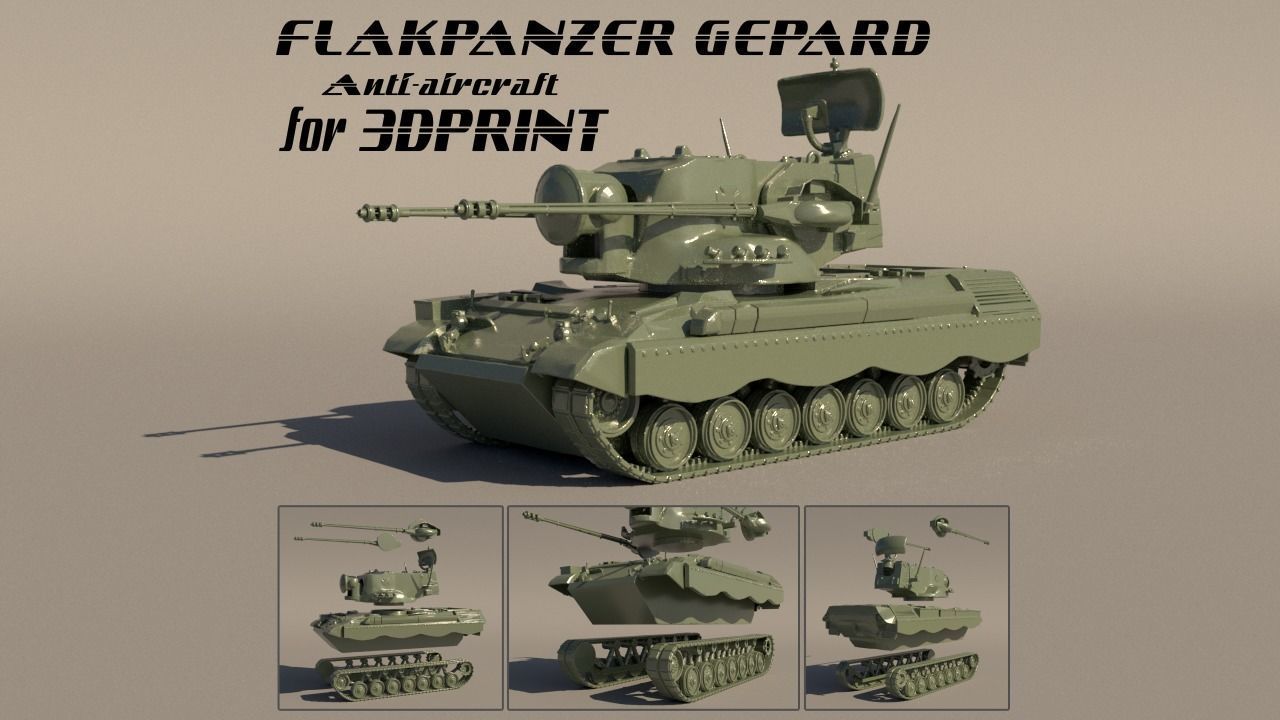 Flakpanzer Gepard Anti-aircraft for 3D print 3D model 3D printable ...