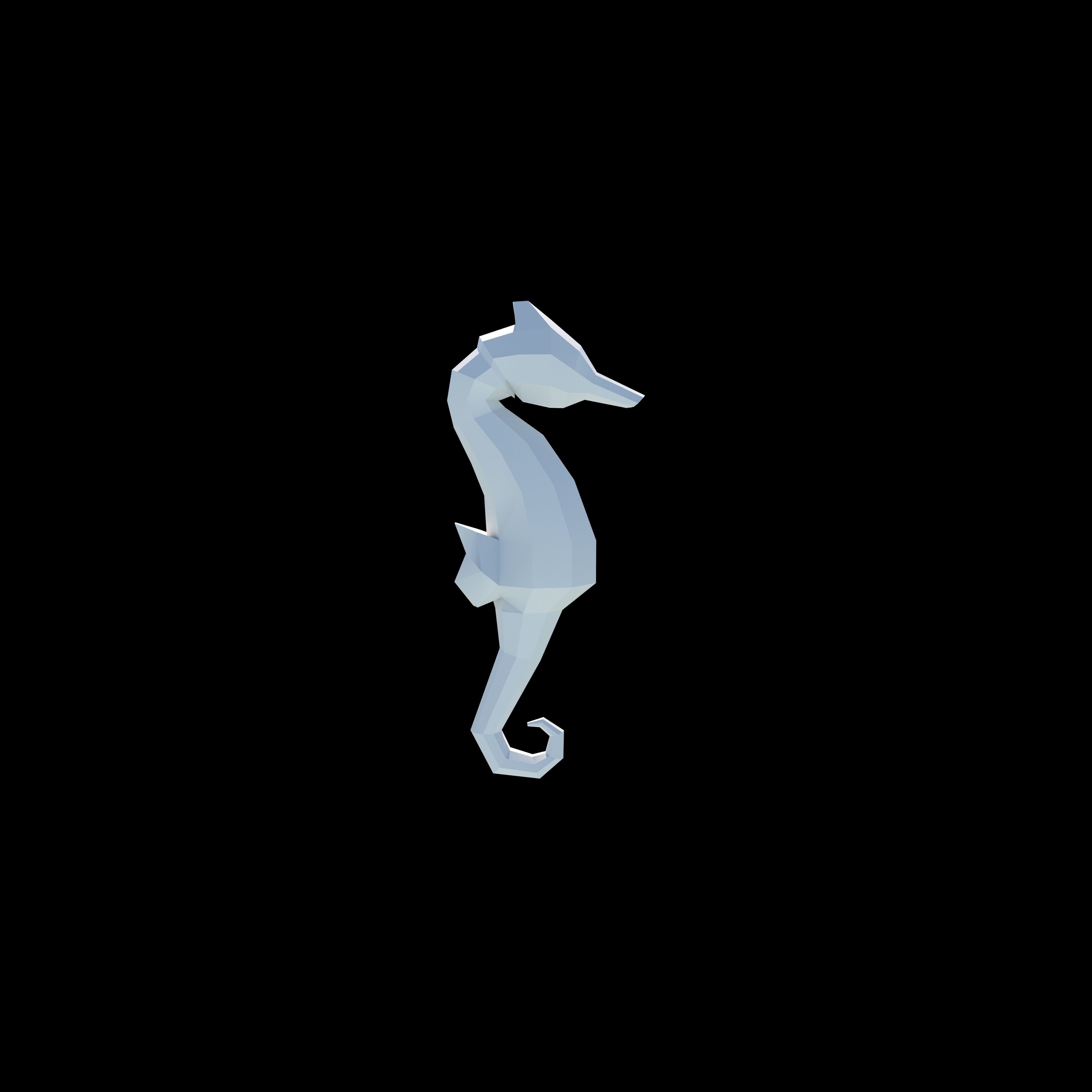 Seahorse Low-poly 3D model_4