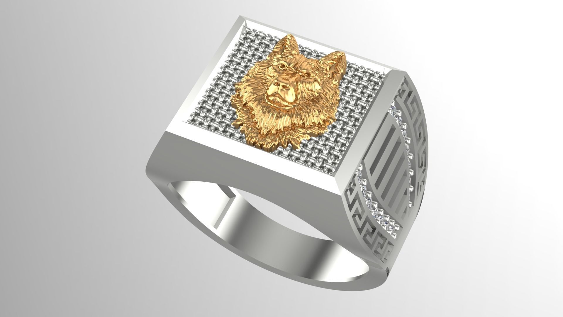 Wolf Unisex Ring 3D print model_3